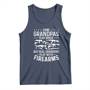 Funny Gun Grandpa Tank Top Real Grandpas Play With Firearms Guns Owner Lover TS02 Navy Print Your Wear