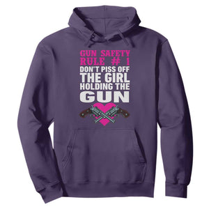 Funny Gun Girls Hoodie Gun Safety Rule Don't Piss Of The Girl Holding The Gun Owner TS02 Purple Print Your Wear