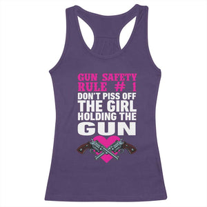 Funny Gun Girls Racerback Tank Top Gun Safety Rule Don't Piss Of The Girl Holding The Gun Owner TS02 Purple Print Your Wear