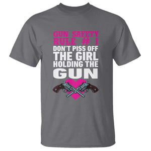 Funny Gun Girls T Shirt Gun Safety Rule Don't Piss Of The Girl Holding The Gun Owner TS02 Charcoal Print Your Wear