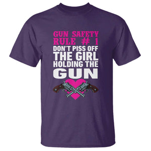 Funny Gun Girls T Shirt Gun Safety Rule Don't Piss Of The Girl Holding The Gun Owner TS02 Purple Print Your Wear