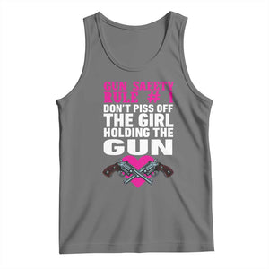 Funny Gun Girls Tank Top Gun Safety Rule Don't Piss Of The Girl Holding The Gun Owner TS02 Black Heather Print Your Wear