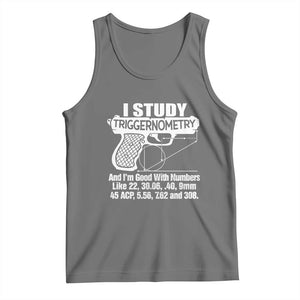 Funny Gun Lover Tank Top I Study Triggernometry Good With Numbers Guns Owner Enthusiast Gift TS02 Black Heather Print Your Wear