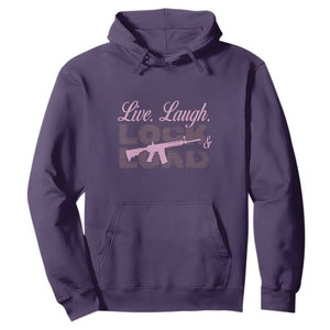 Funny Gun Girls Hoodie Live Laugh Lock And Load Guns Lover Girl Owner 2A TS02 Purple Print Your Wear