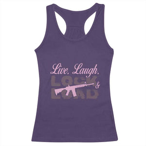 Funny Gun Girls Racerback Tank Top Live Laugh Lock And Load Guns Lover Girl Owner 2A TS02 Purple Print Your Wear