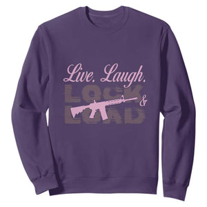 Funny Gun Girls Sweatshirt Live Laugh Lock And Load Guns Lover Girl Owner 2A TS02 Purple Print Your Wear