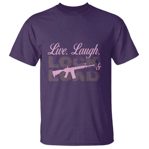 Funny Gun Girls T Shirt Live Laugh Lock And Load Guns Lover Girl Owner 2A TS02 Purple Print Your Wear