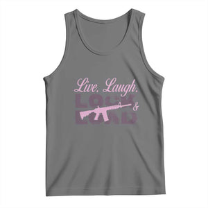 Funny Gun Girls Tank Top Live Laugh Lock And Load Guns Lover Girl Owner 2A TS02 Black Heather Print Your Wear