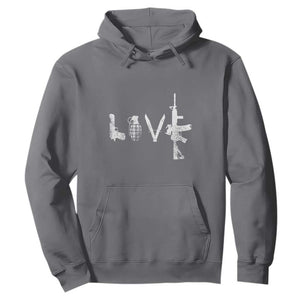 Gun Lover Hoodie LOVE AR15 Handgun Grenade TS02 Charcoal Print Your Wear