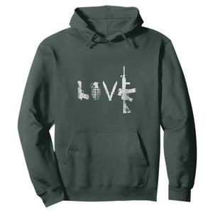 Gun Lover Hoodie LOVE AR15 Handgun Grenade TS02 Dark Forest Green Print Your Wear