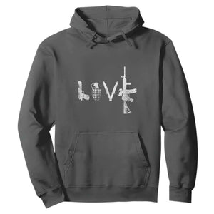 Gun Lover Hoodie LOVE AR15 Handgun Grenade TS02 Dark Heather Print Your Wear