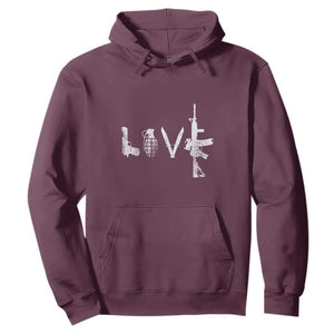 Gun Lover Hoodie LOVE AR15 Handgun Grenade TS02 Maroon Print Your Wear