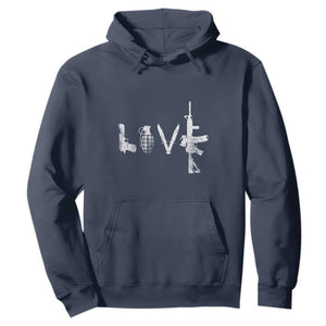 Gun Lover Hoodie LOVE AR15 Handgun Grenade TS02 Navy Print Your Wear