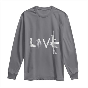 Gun Lover Long Sleeve Shirt LOVE AR15 Handgun Grenade TS02 Charcoal Print Your Wear