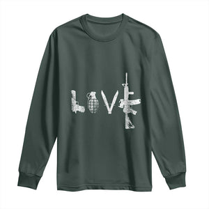 Gun Lover Long Sleeve Shirt LOVE AR15 Handgun Grenade TS02 Dark Forest Green Print Your Wear