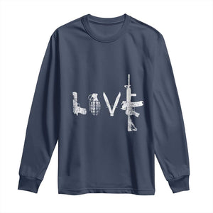 Gun Lover Long Sleeve Shirt LOVE AR15 Handgun Grenade TS02 Navy Print Your Wear