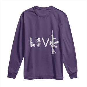 Gun Lover Long Sleeve Shirt LOVE AR15 Handgun Grenade TS02 Purple Print Your Wear