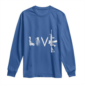 Gun Lover Long Sleeve Shirt LOVE AR15 Handgun Grenade TS02 Royal Blue Print Your Wear