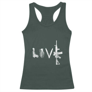 Gun Lover Racerback Tank Top LOVE AR15 Handgun Grenade TS02 Dark Forest Green Print Your Wear