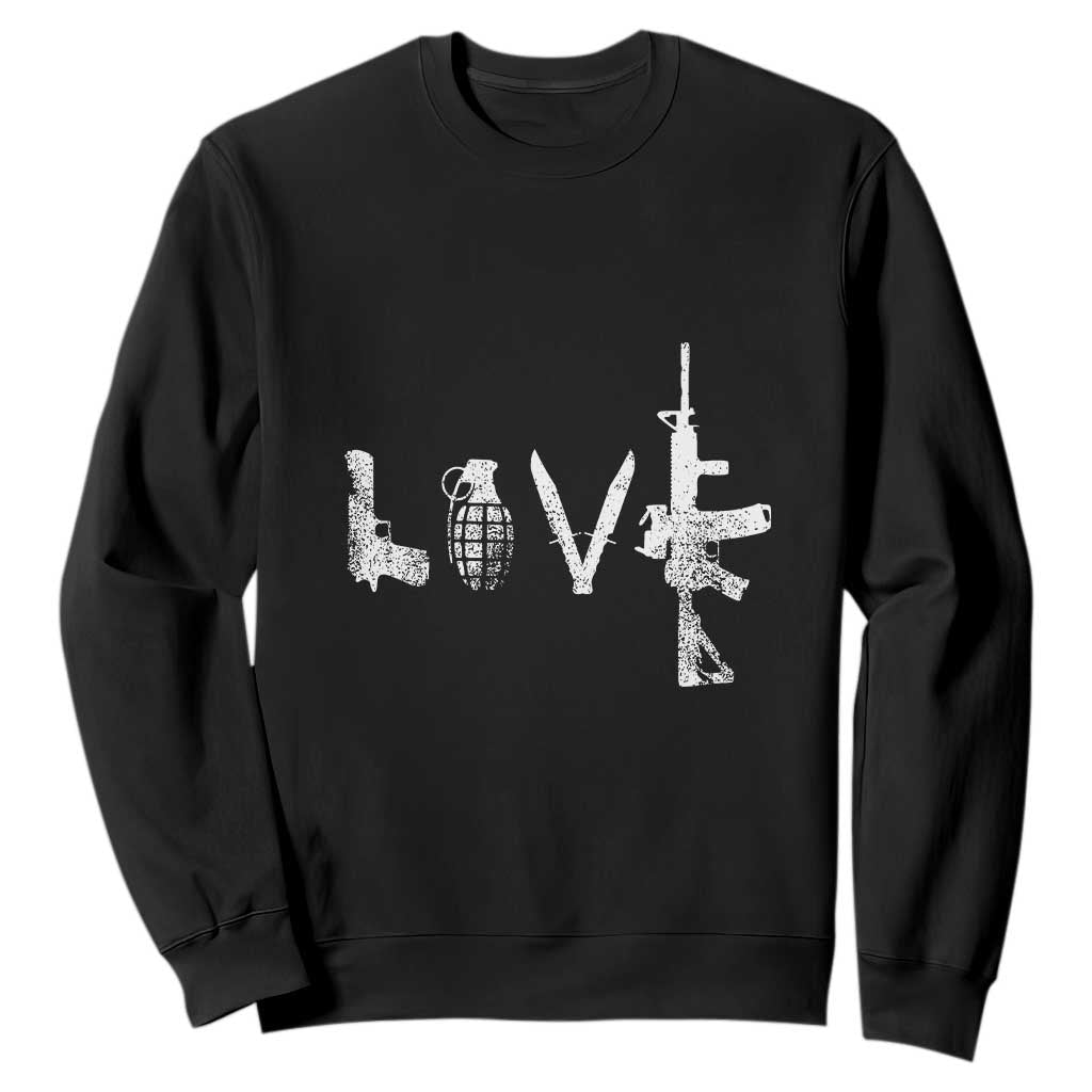 Gun Lover Sweatshirt LOVE AR15 Handgun Grenade TS02 Black Print Your Wear