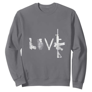 Gun Lover Sweatshirt LOVE AR15 Handgun Grenade TS02 Charcoal Print Your Wear