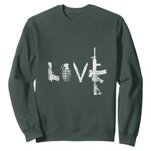 Gun Lover Sweatshirt LOVE AR15 Handgun Grenade TS02 Dark Forest Green Print Your Wear