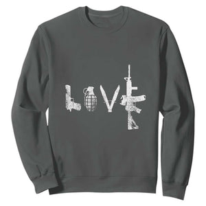 Gun Lover Sweatshirt LOVE AR15 Handgun Grenade TS02 Dark Heather Print Your Wear