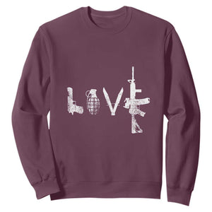 Gun Lover Sweatshirt LOVE AR15 Handgun Grenade TS02 Maroon Print Your Wear