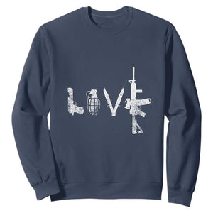 Gun Lover Sweatshirt LOVE AR15 Handgun Grenade TS02 Navy Print Your Wear