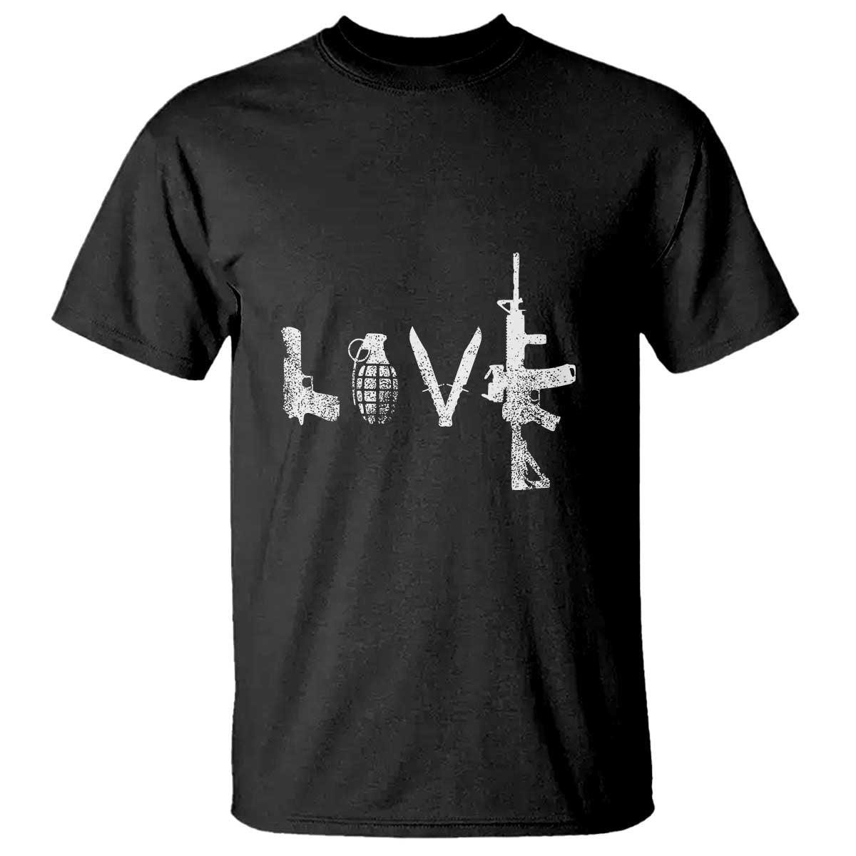 Gun Lover T Shirt LOVE AR15 Handgun Grenade TS02 Black Print Your Wear