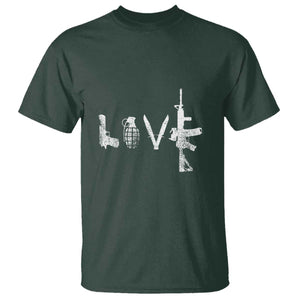 Gun Lover T Shirt LOVE AR15 Handgun Grenade TS02 Dark Forest Green Print Your Wear