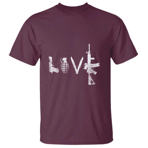 Gun Lover T Shirt LOVE AR15 Handgun Grenade TS02 Maroon Print Your Wear