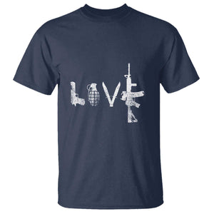 Gun Lover T Shirt LOVE AR15 Handgun Grenade TS02 Navy Print Your Wear