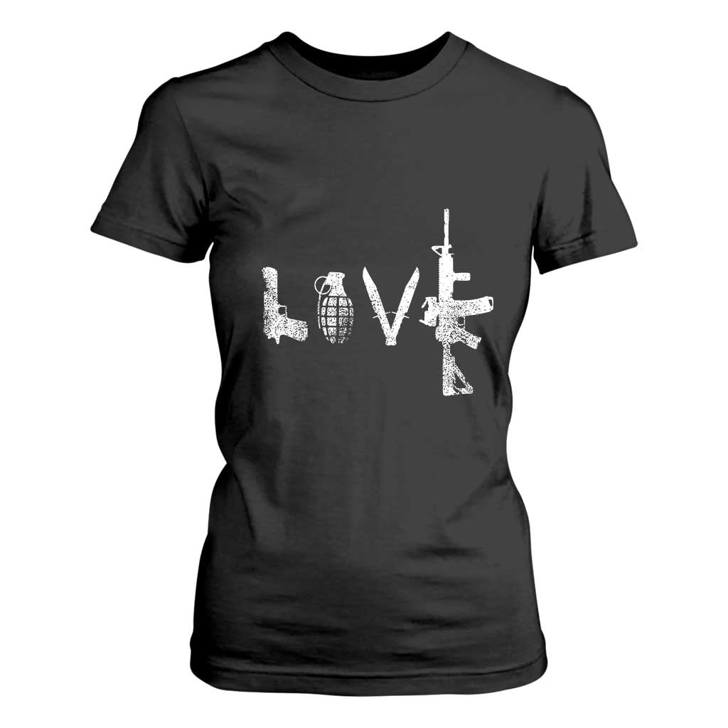 Gun Lover T Shirt For Women LOVE AR15 Handgun Grenade TS02 Black Print Your Wear