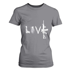 Gun Lover T Shirt For Women LOVE AR15 Handgun Grenade TS02 Charcoal Print Your Wear