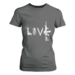 Gun Lover T Shirt For Women LOVE AR15 Handgun Grenade TS02 Dark Heather Print Your Wear