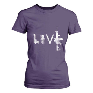 Gun Lover T Shirt For Women LOVE AR15 Handgun Grenade TS02 Purple Print Your Wear