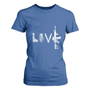 Gun Lover T Shirt For Women LOVE AR15 Handgun Grenade TS02 Royal Blue Print Your Wear