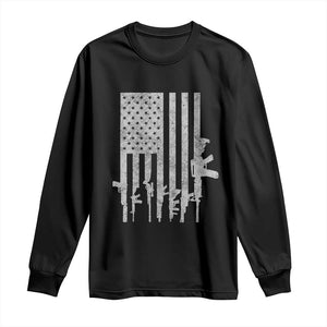 American Flag Rifle Guns Long Sleeve Shirt Cool Pro Gun Retro Distressed TS02 Black Print Your Wear