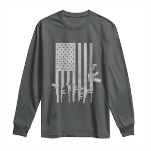 American Flag Rifle Guns Long Sleeve Shirt Cool Pro Gun Retro Distressed TS02 Dark Heather Print Your Wear