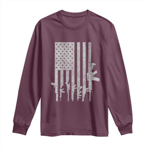 American Flag Rifle Guns Long Sleeve Shirt Cool Pro Gun Retro Distressed TS02 Maroon Print Your Wear