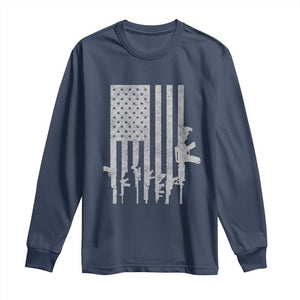 American Flag Rifle Guns Long Sleeve Shirt Cool Pro Gun Retro Distressed TS02 Navy Print Your Wear