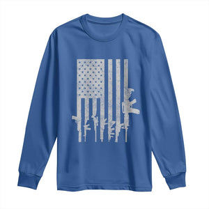 American Flag Rifle Guns Long Sleeve Shirt Cool Pro Gun Retro Distressed TS02 Royal Blue Print Your Wear