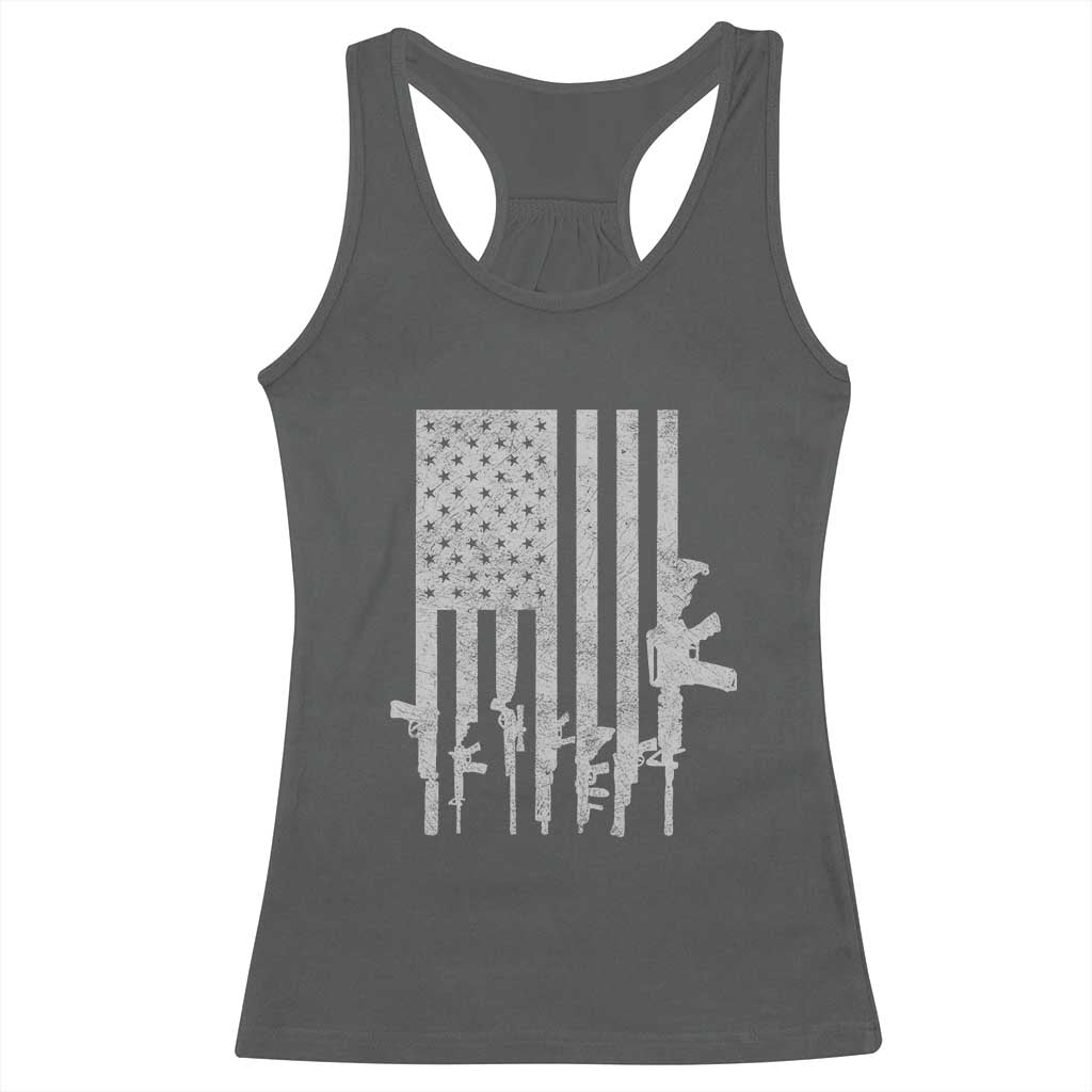 American Flag Rifle Guns Racerback Tank Top Cool Pro Gun Retro Distressed TS02 Dark Heather Print Your Wear