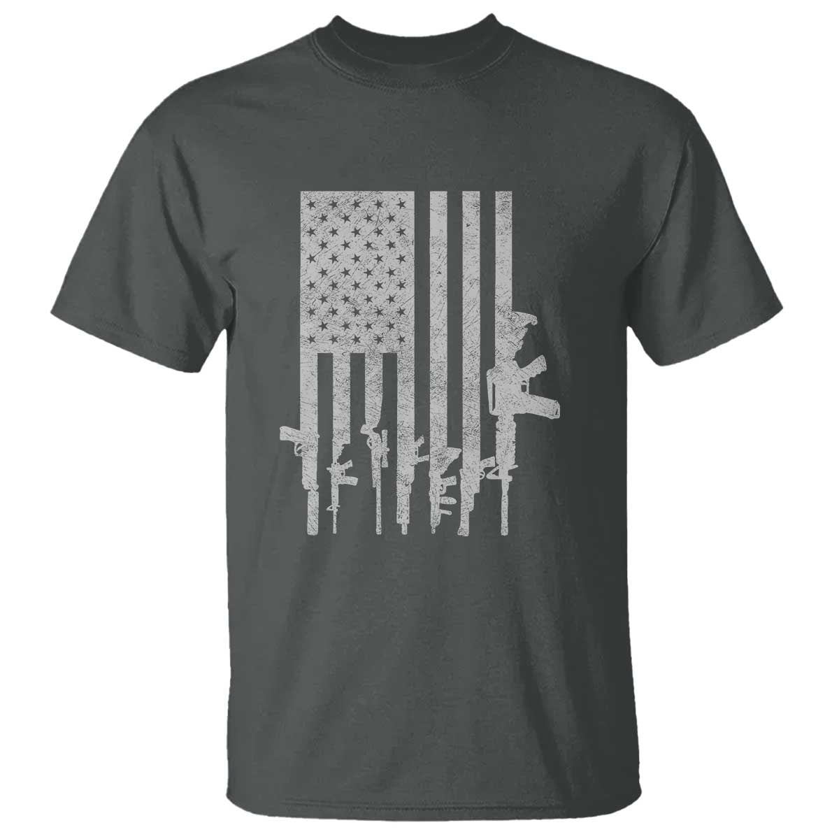 American Flag Rifle Guns T Shirt Cool Pro Gun Retro Distressed TS02 Dark Heather Print Your Wear