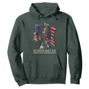 Gun Right 2A Hoodie My Rights Don't End Where Your Feelings Begin Retro Betsy Ross Flag TS02 Dark Forest Green Print Your Wear