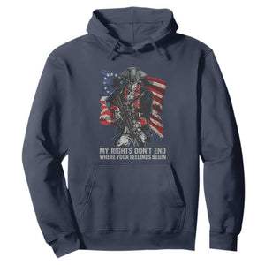 Gun Right 2A Hoodie My Rights Don't End Where Your Feelings Begin Retro Betsy Ross Flag TS02 Navy Print Your Wear