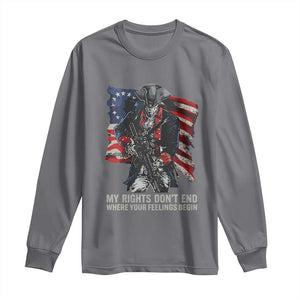 Gun Right 2A Long Sleeve Shirt My Rights Don't End Where Your Feelings Begin Retro Betsy Ross Flag TS02 Charcoal Print Your Wear