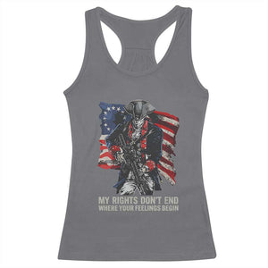 Gun Right 2A Racerback Tank Top My Rights Don't End Where Your Feelings Begin Retro Betsy Ross Flag TS02 Charcoal Print Your Wear