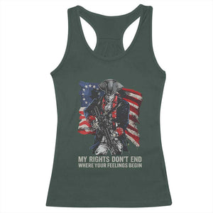 Gun Right 2A Racerback Tank Top My Rights Don't End Where Your Feelings Begin Retro Betsy Ross Flag TS02 Dark Forest Green Print Your Wear